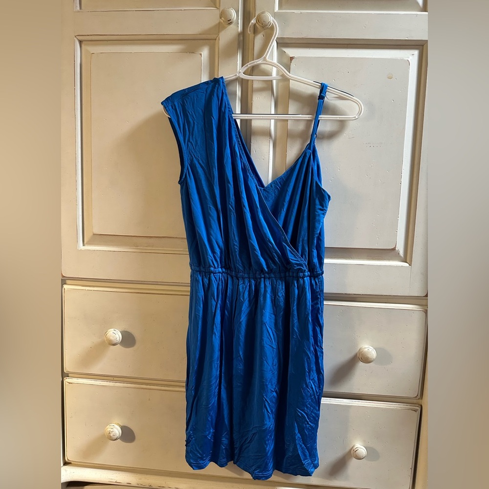 bebe One Shoulder Blue Dress